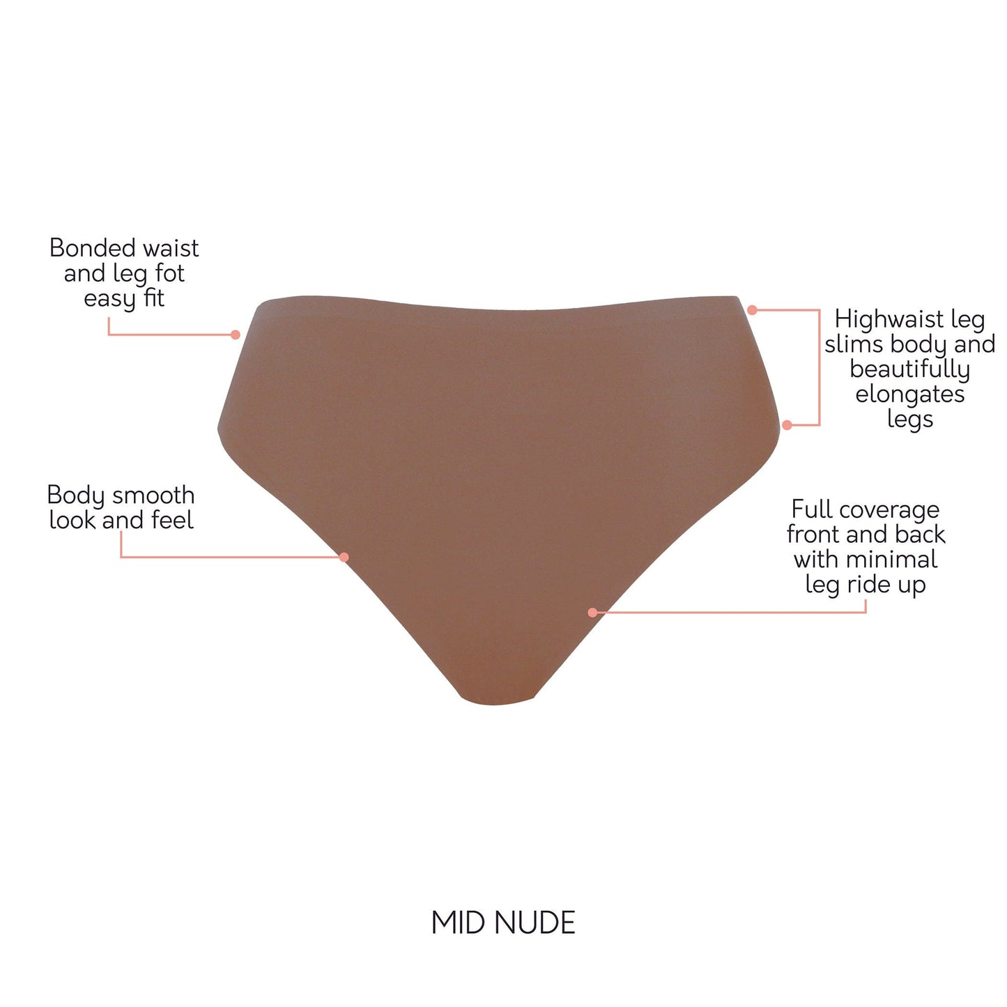 Bonded French Cut PP5031 Body Smoothing Panties with No Visible Panty Lines - Mid Nude
