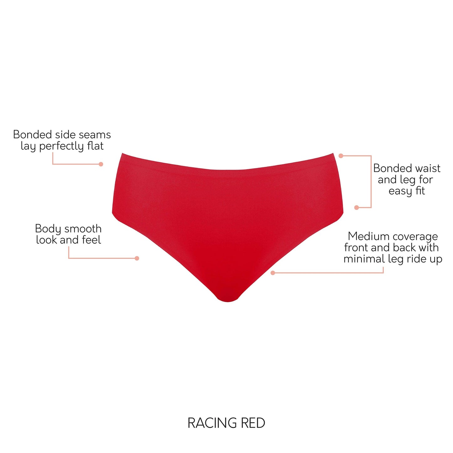 Bonded Hipster PP505 with No Visible Panty Lines - Racing Red