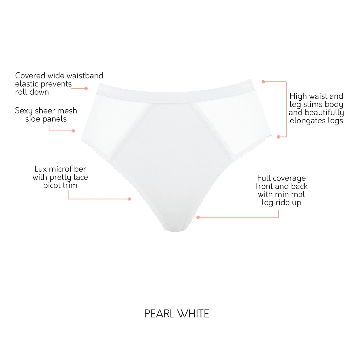 Micro Dressy PP306 French Cut High Waisted Sexy Sheer Panties - Pearl White