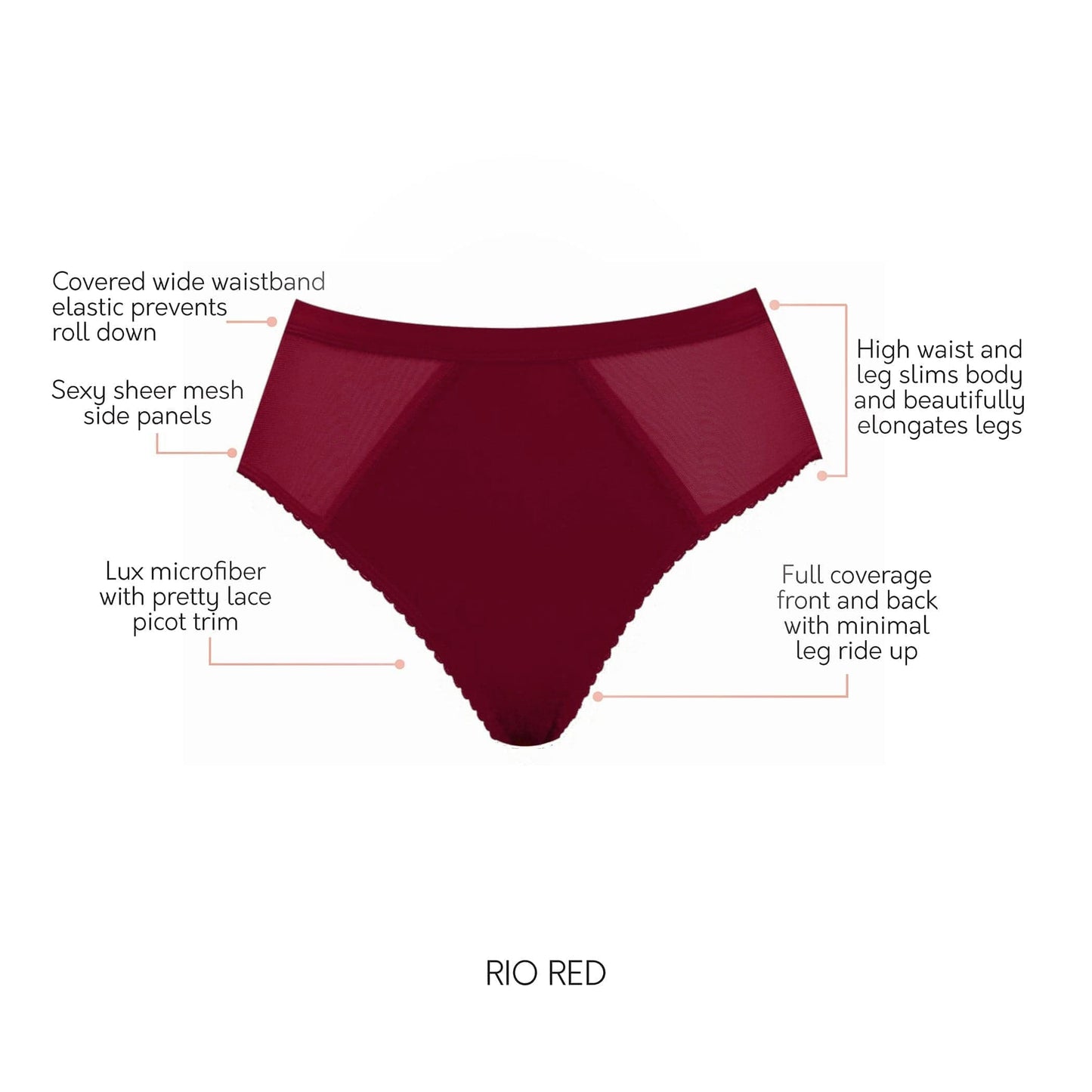 Micro Dressy PP306 French Cut High Waisted Sexy Sheer Panties - Rio Red