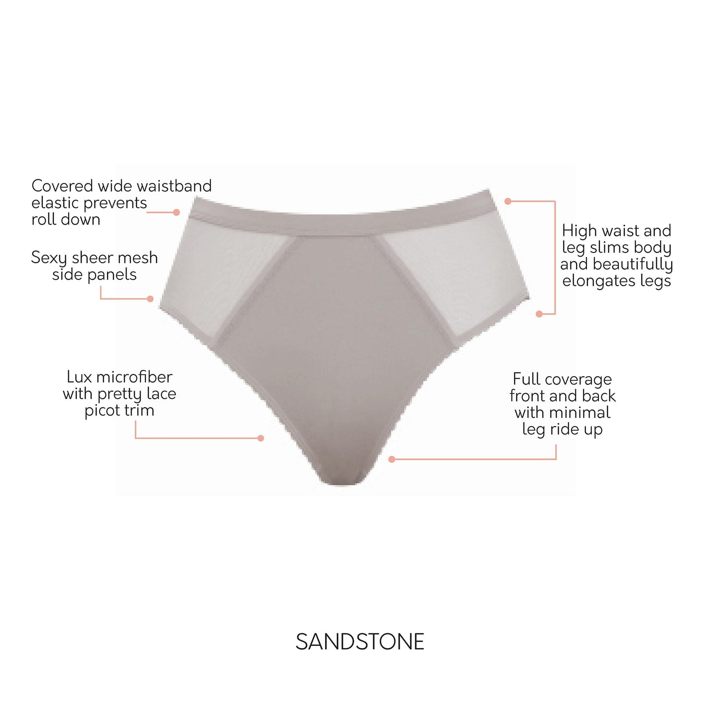 Micro Dressy PP306 French Cut High Waisted Sexy Sheer Panties - Sandstone
