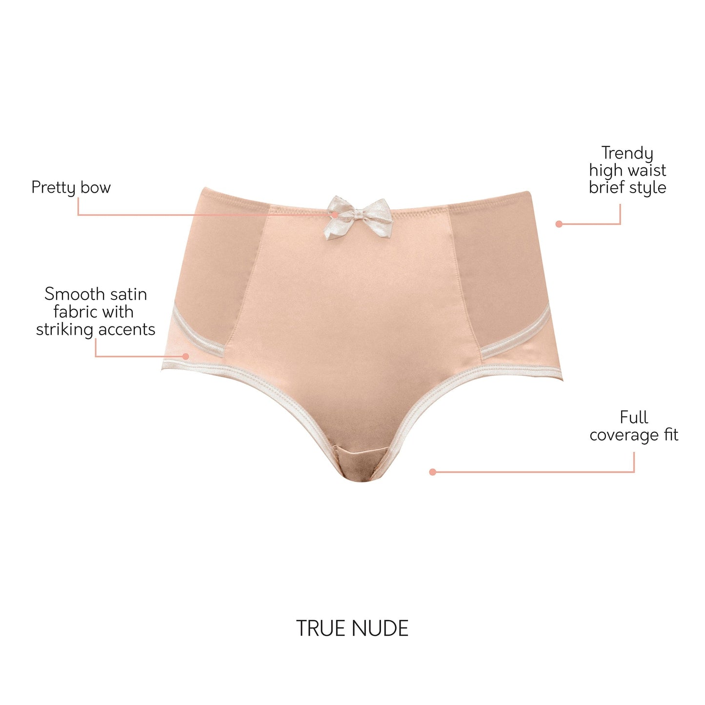 Charlotte 6917 Women's Full Figured Curvy High Waist Brief Vintage - T. Nude