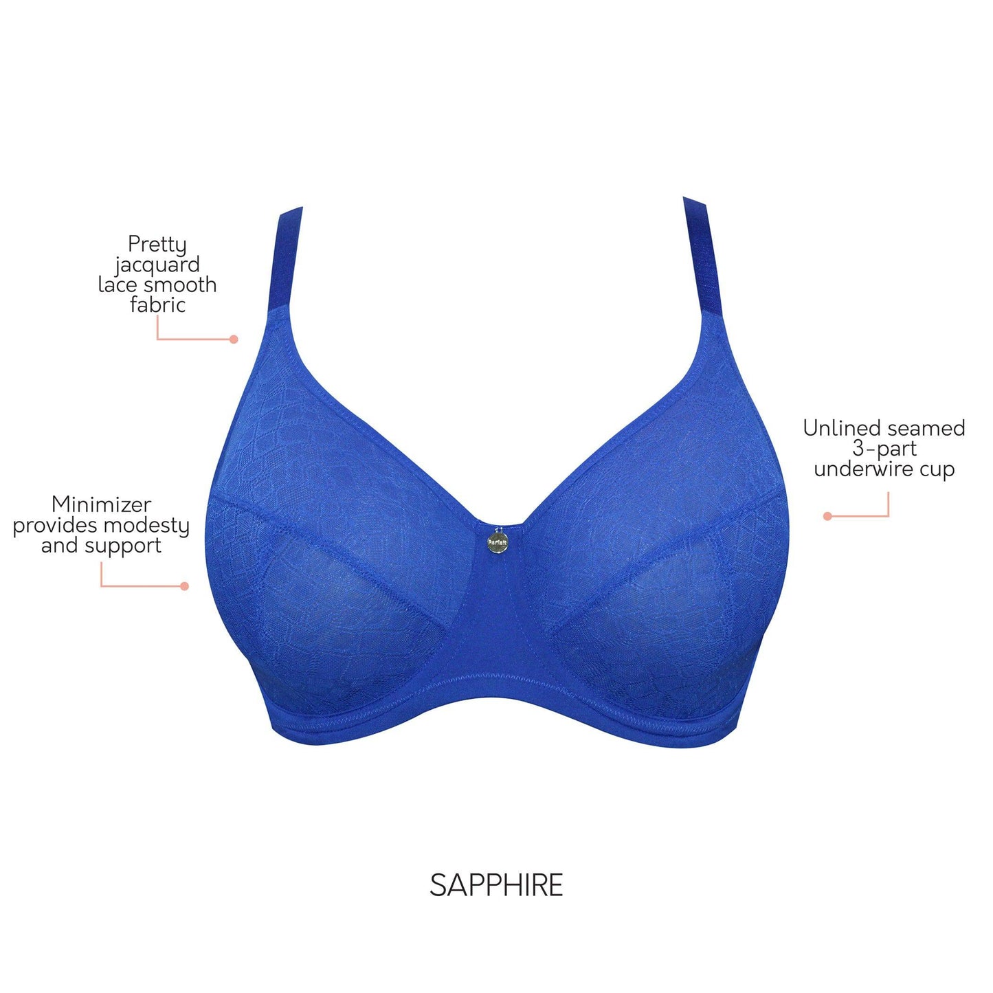 Enora P5272 Women's Full Bust Supportive Full Coverage Unlined Minimizer - Sapphire