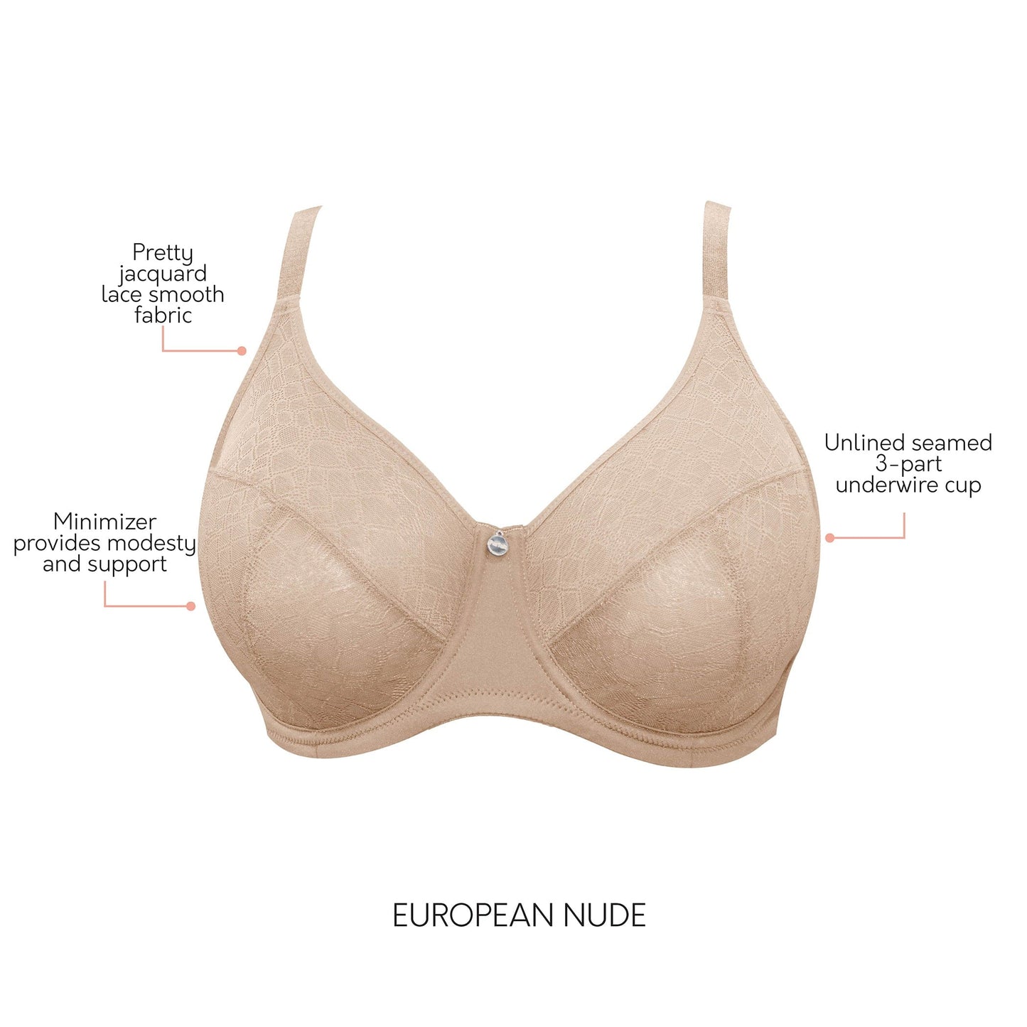 Enora P5272 Women's Full Bust Supportive Full Coverage Unlined Minimizer - E. Nude