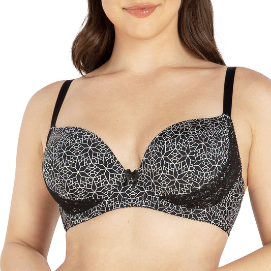 Casey 2801 Women's Wired Padded Plunge Seamless T-shirt Bra - Mosaic Black