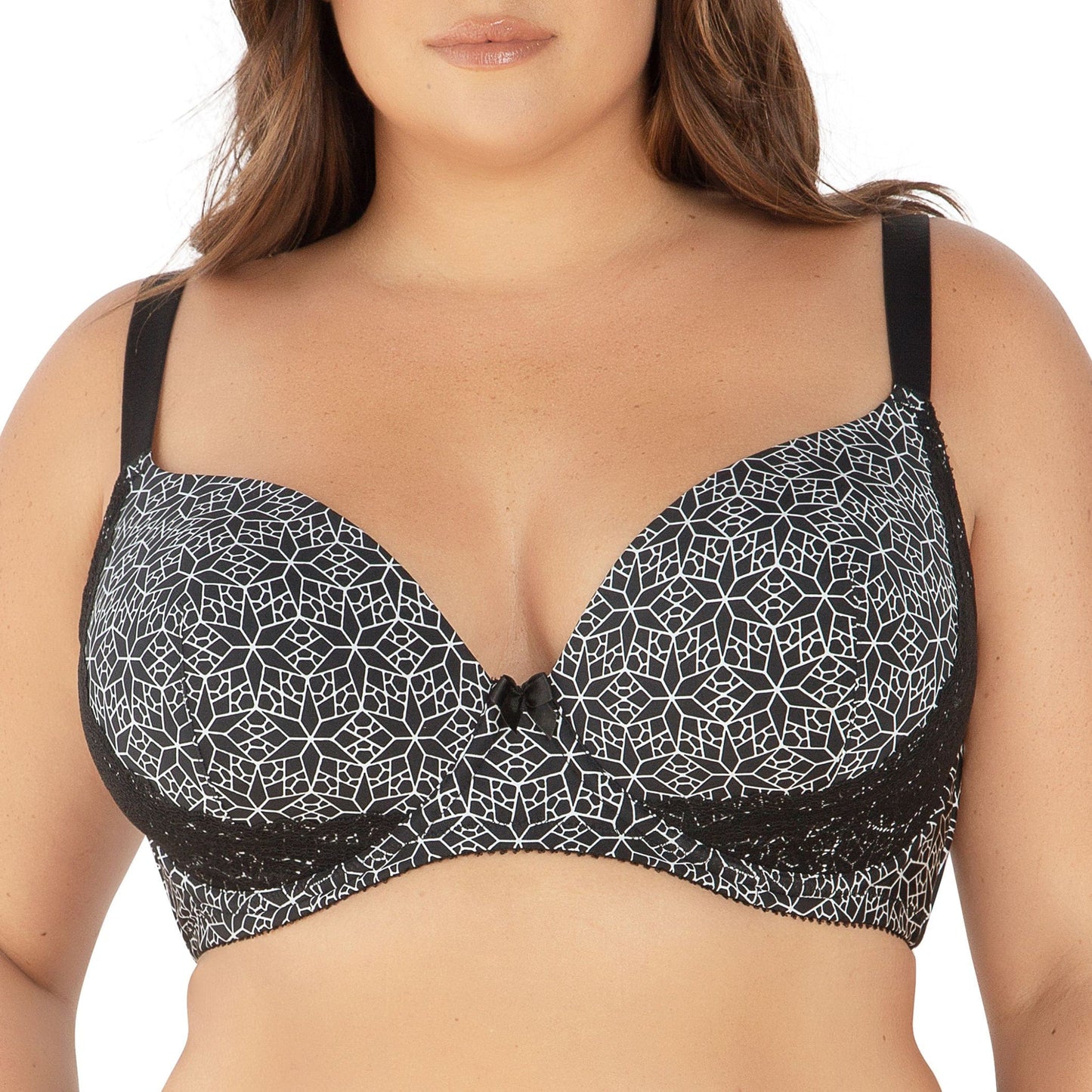 Casey 2801 Women's Wired Padded Plunge Seamless T-shirt Bra - Mosaic Black