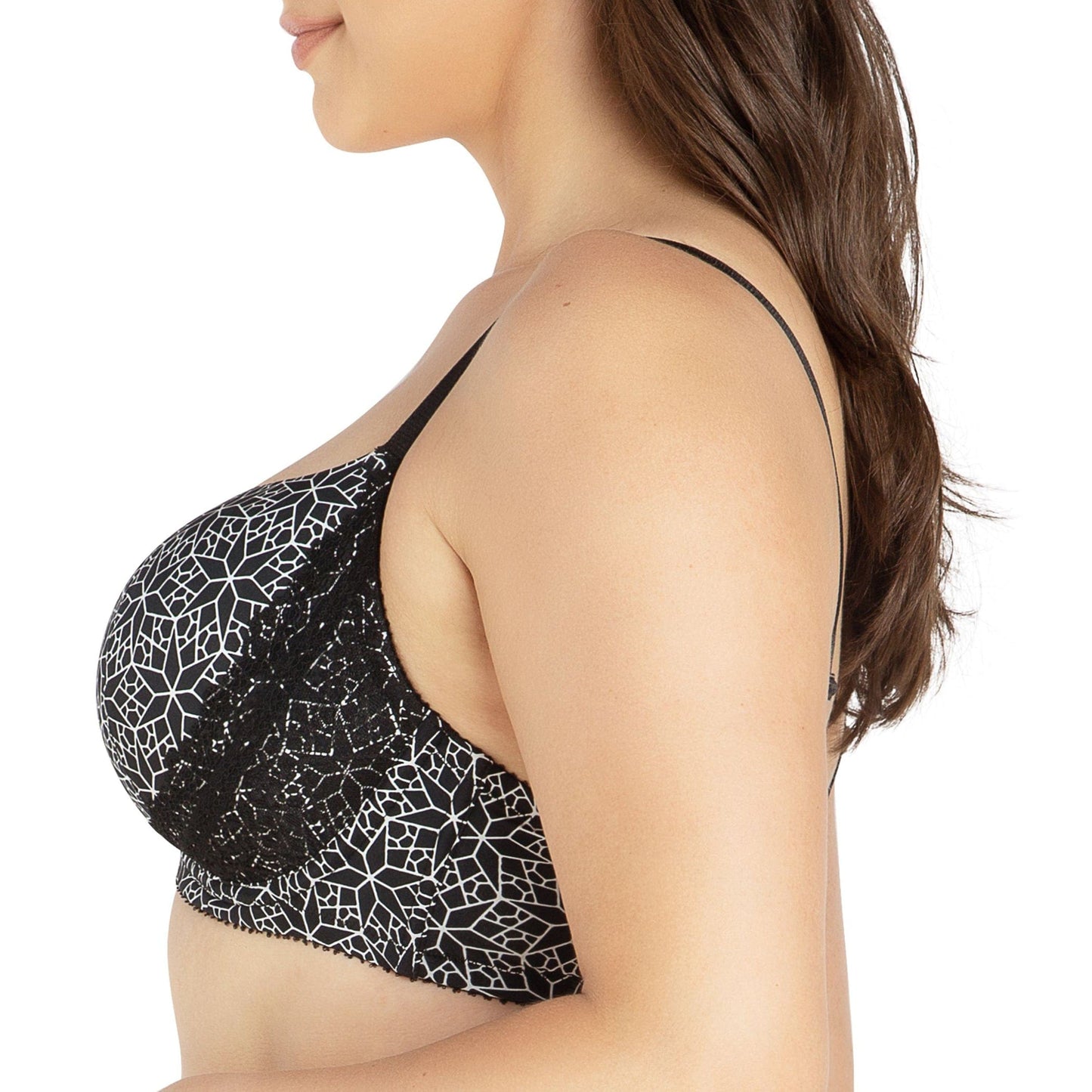 Casey 2801 Women's Wired Padded Plunge Seamless T-shirt Bra - Mosaic Black