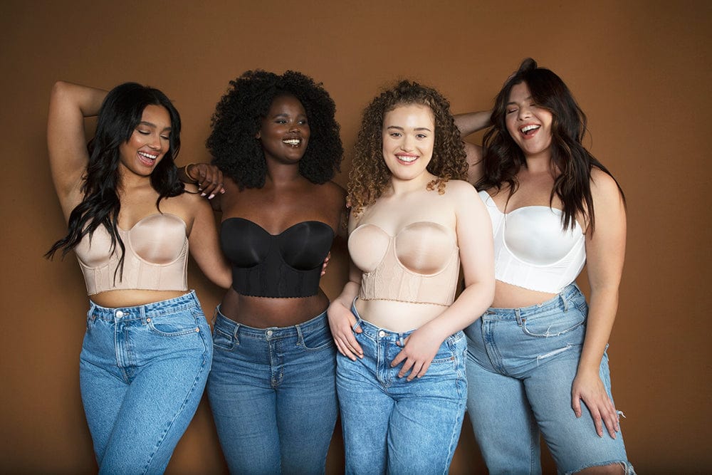 Elissa P50116 Women's Full Bust and Full Figure Strapless Longline Bra  - Black