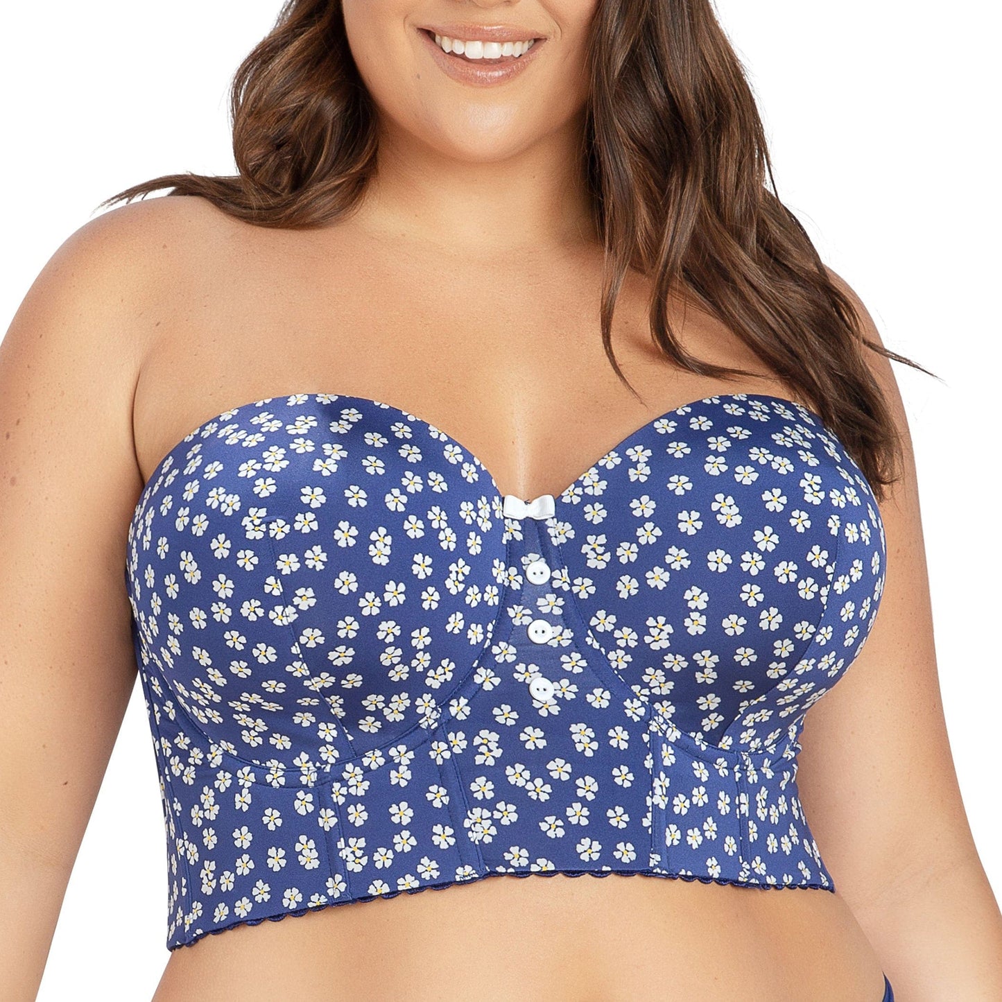 Dolly P50119 Women's Longline Strapless Bustier - Blue Daisy