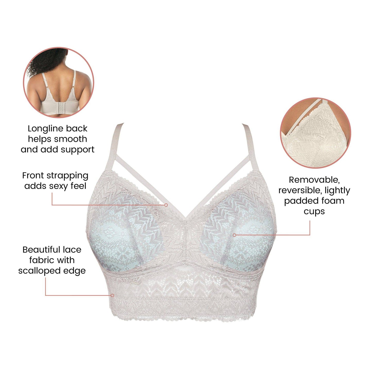 Mia Lace P5951 Women's Full Busted Lightly Padded Wire Free Bra - Sandstone