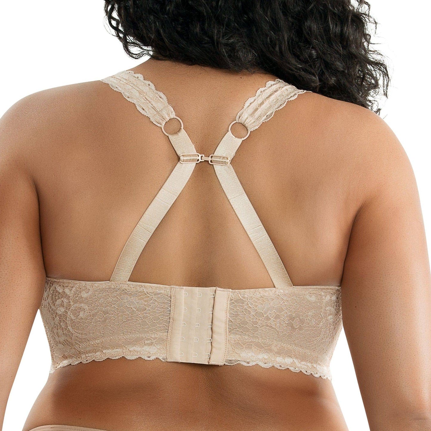 Adriana P5482 Women's Curvy and Full Bust Supportive Wire-free Lace Bra  - Bare
