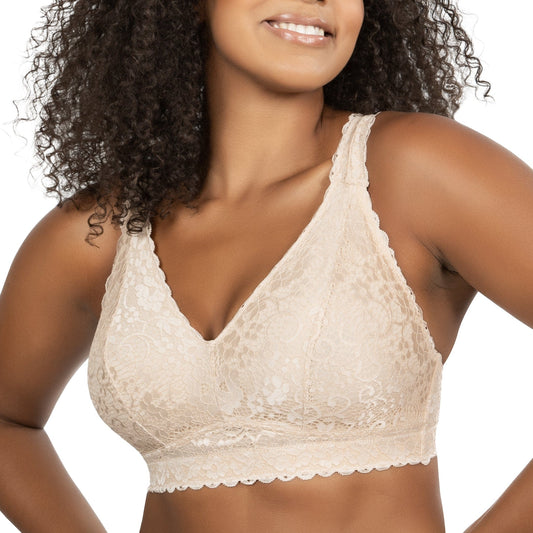 Adriana P5482 Women's Curvy and Full Bust Supportive Wire-free Lace Bra  - Bare