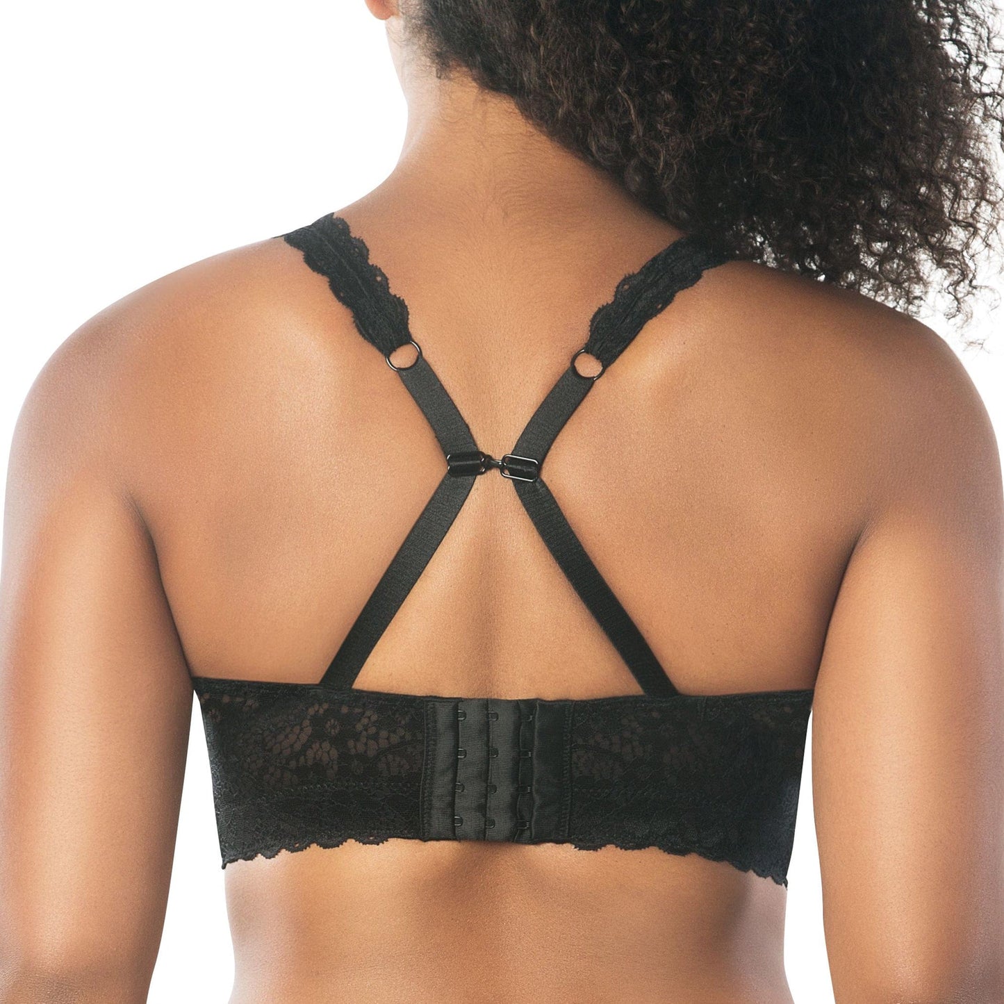 Adriana P5482 Women's Curvy and Full Bust Supportive Wire-free Lace Bra  - Black