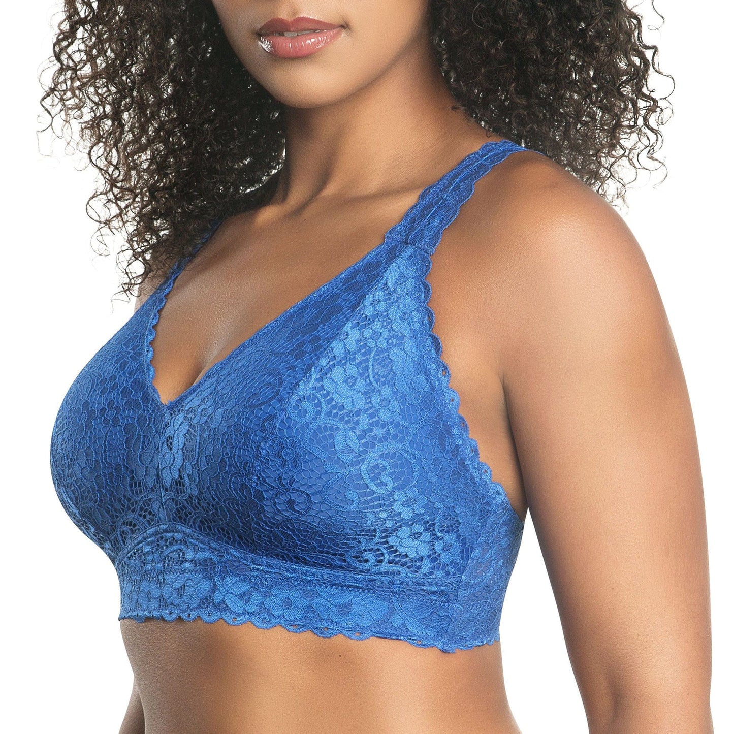 Adriana P5482 Women's Curvy and Full Bust Supportive Wire-free Lace Bra  - Sapphire