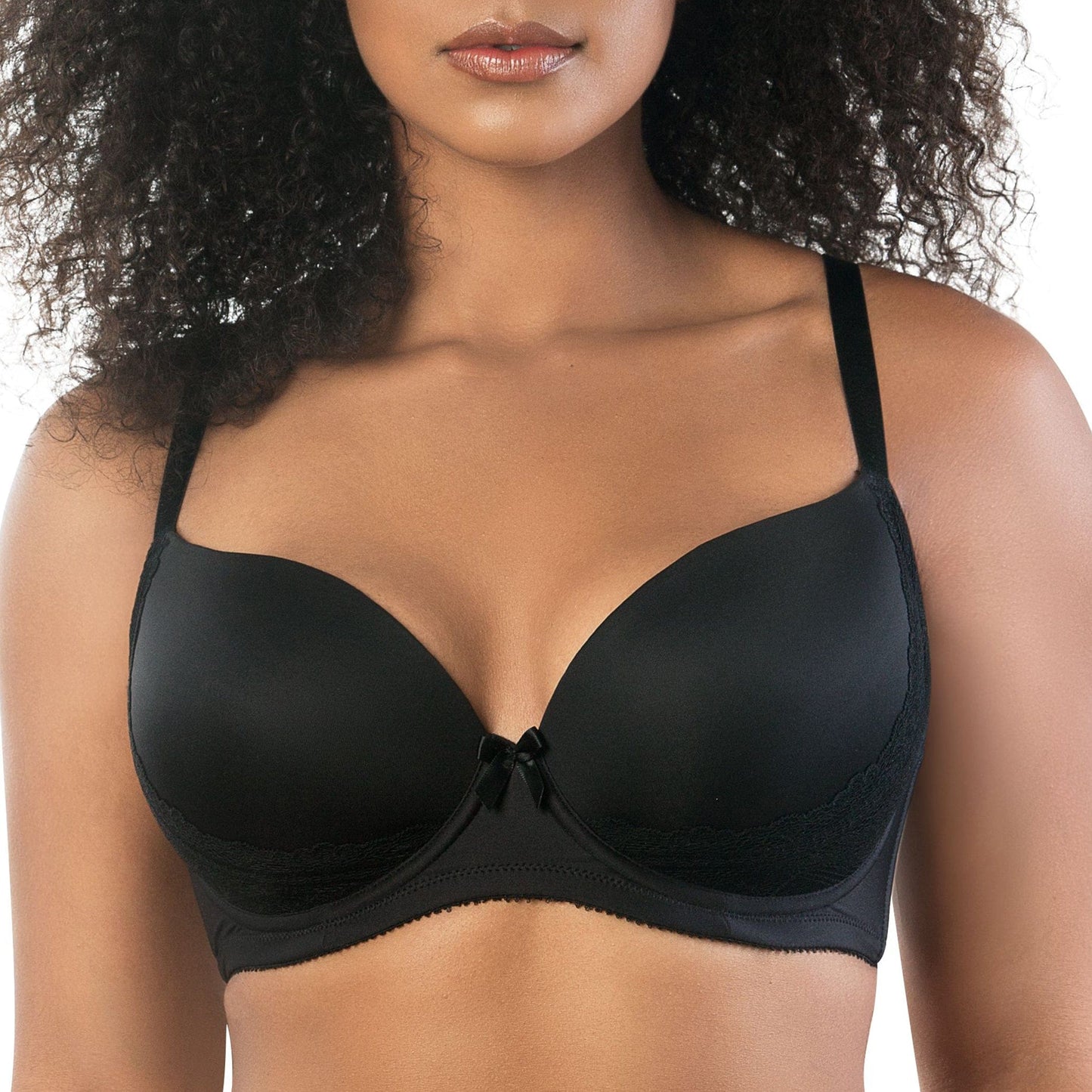 Casey 2801 Women's Wired Padded Plunge Seamless T-shirt Bra - Black