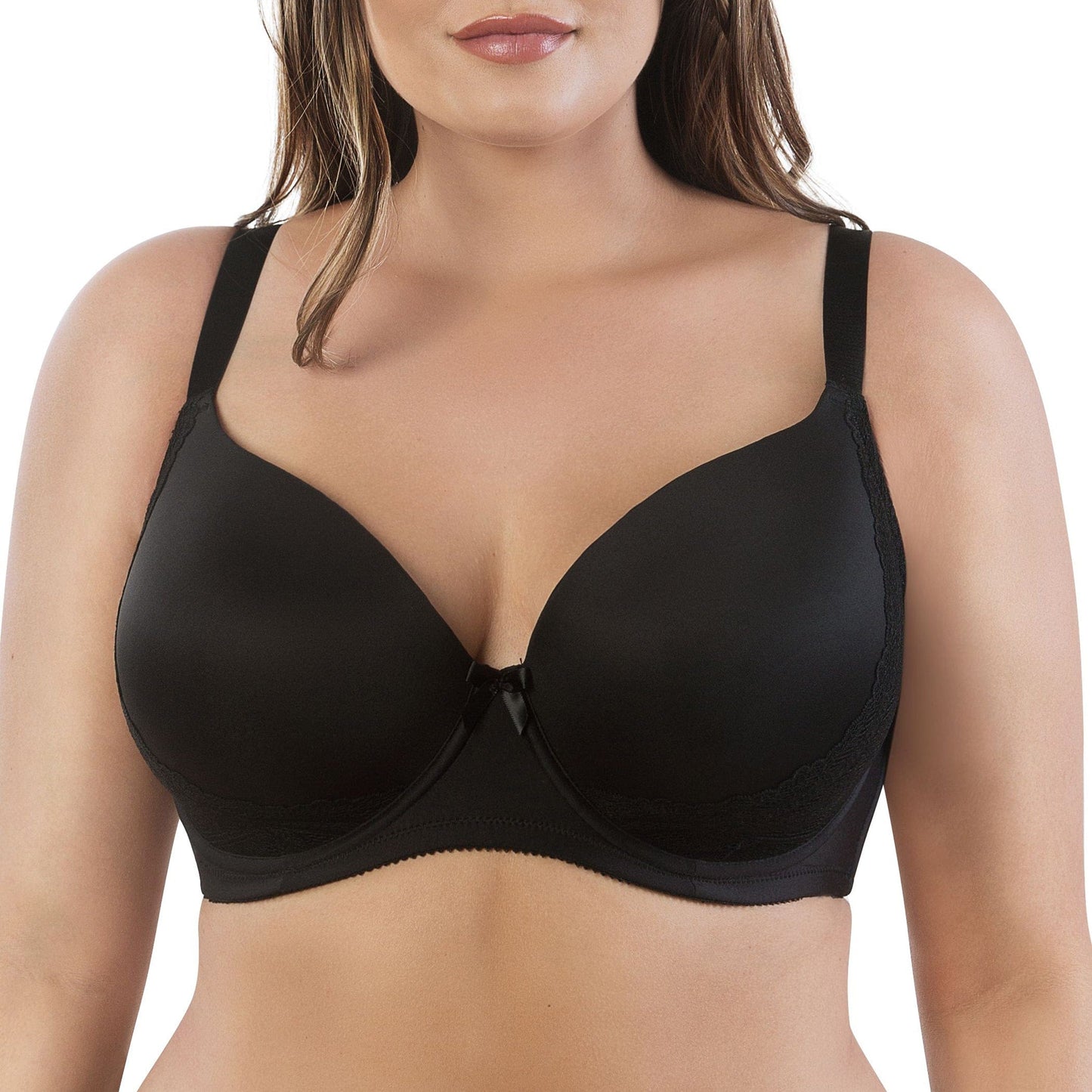 Casey 2801 Women's Wired Padded Plunge Seamless T-shirt Bra - Black