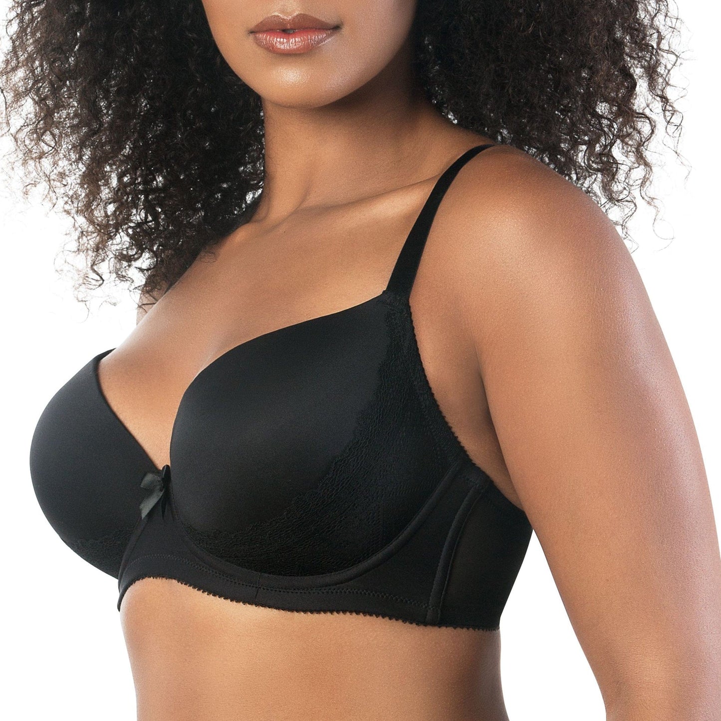 Casey 2801 Women's Wired Padded Plunge Seamless T-shirt Bra - Black
