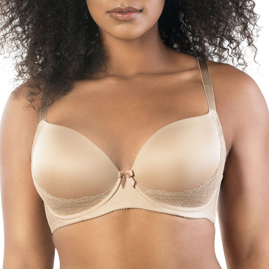 Casey 2801 Women's Wired Padded Plunge Seamless T-shirt Bra - E. Nude