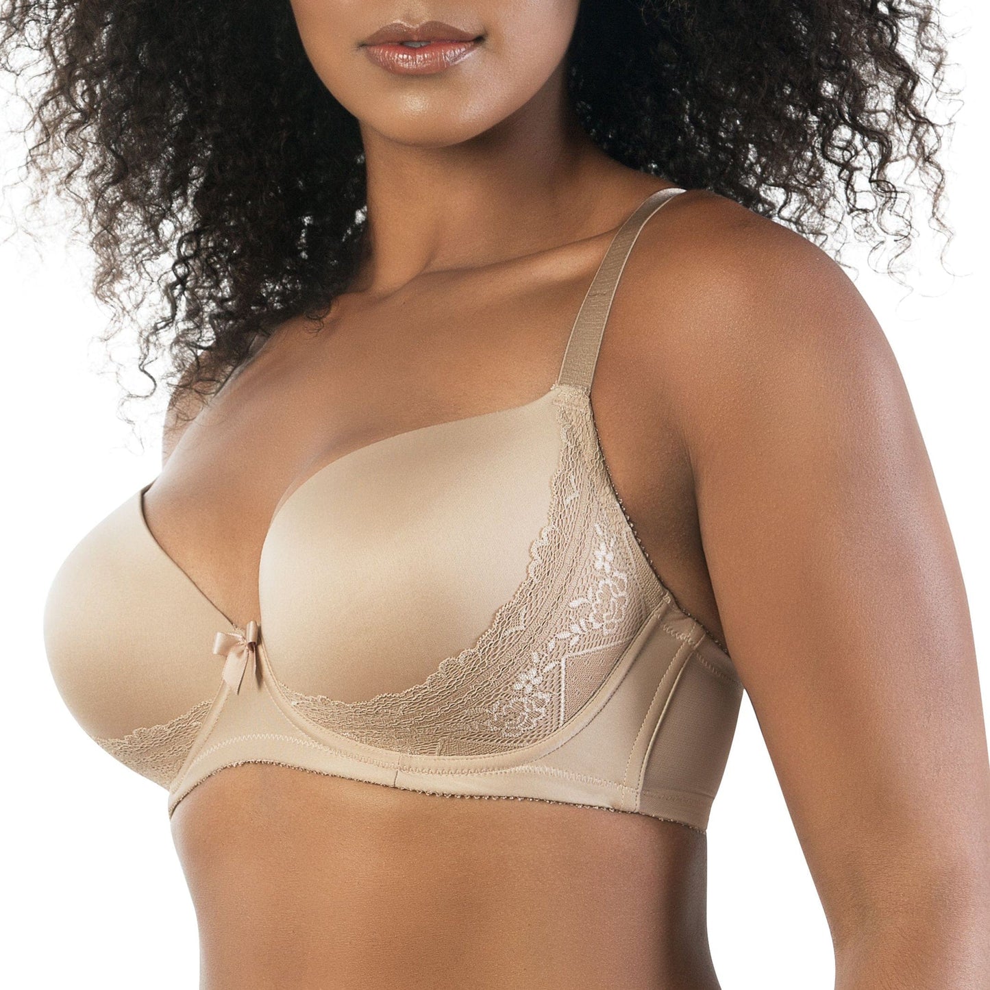 Casey 2801 Women's Wired Padded Plunge Seamless T-shirt Bra - E. Nude