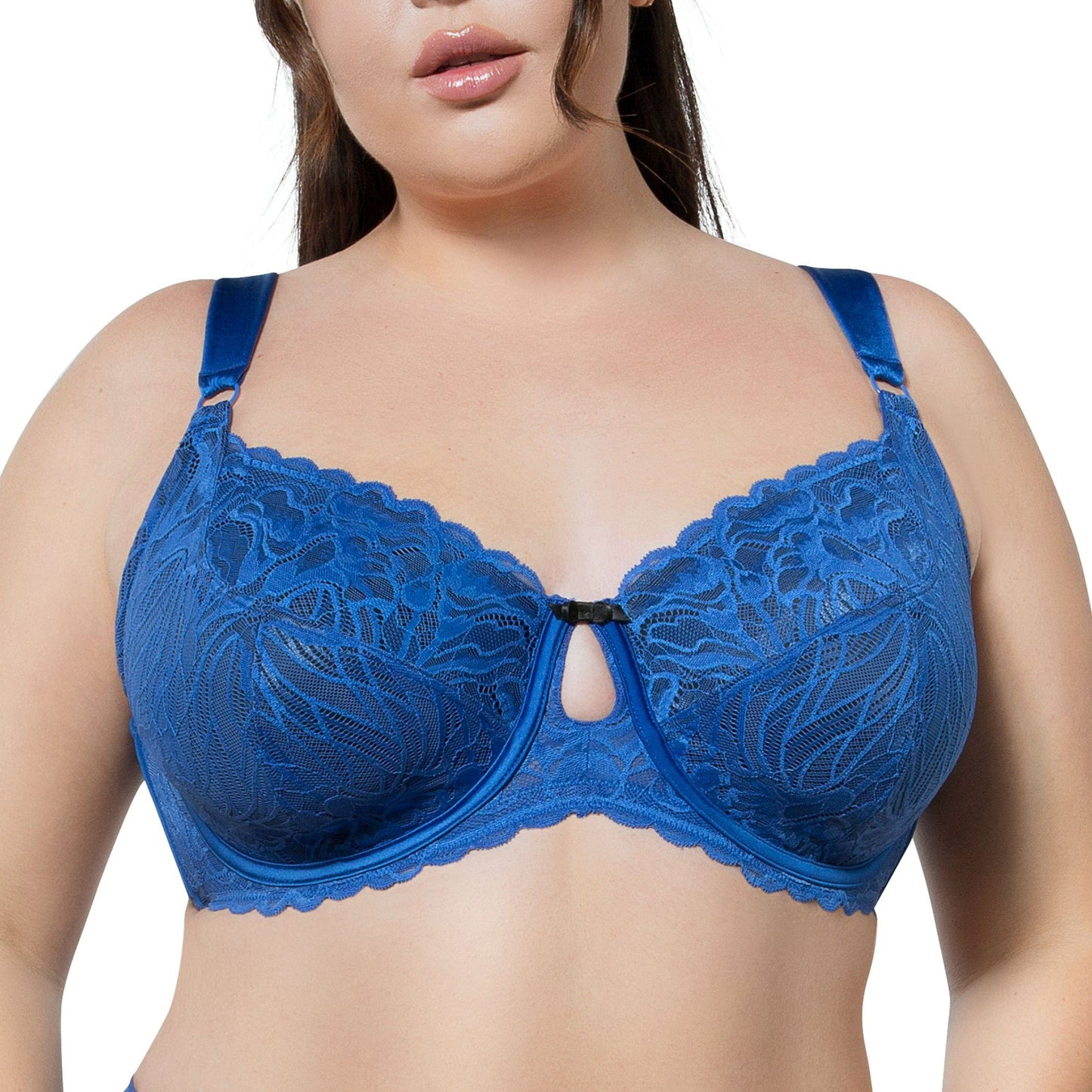 Charlotte Lace 6922 Women's Full Bust Lace Unlined Wired Bra  - Sapphire