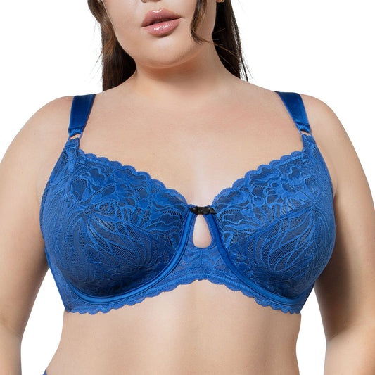 Charlotte Lace 6922 Women's Full Bust Lace Unlined Wired Bra  - Sapphire