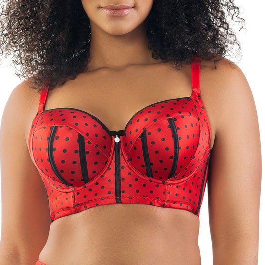 Charlotte Longline 6977 Women's Full Bust Padded Bra  - Racing Red Dot