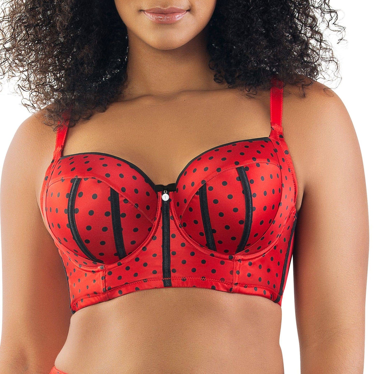 Charlotte Longline 6977 Women's Full Bust Padded Bra  - Racing Red Dot