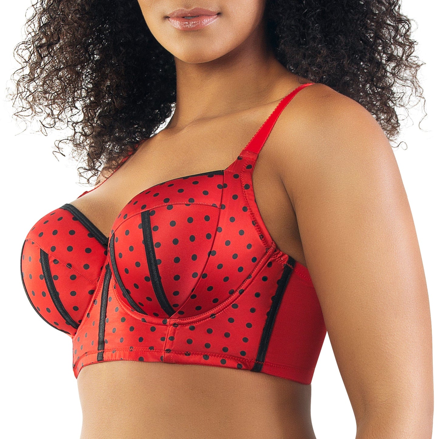 Charlotte Longline 6977 Women's Full Bust Padded Bra  - Racing Red Dot