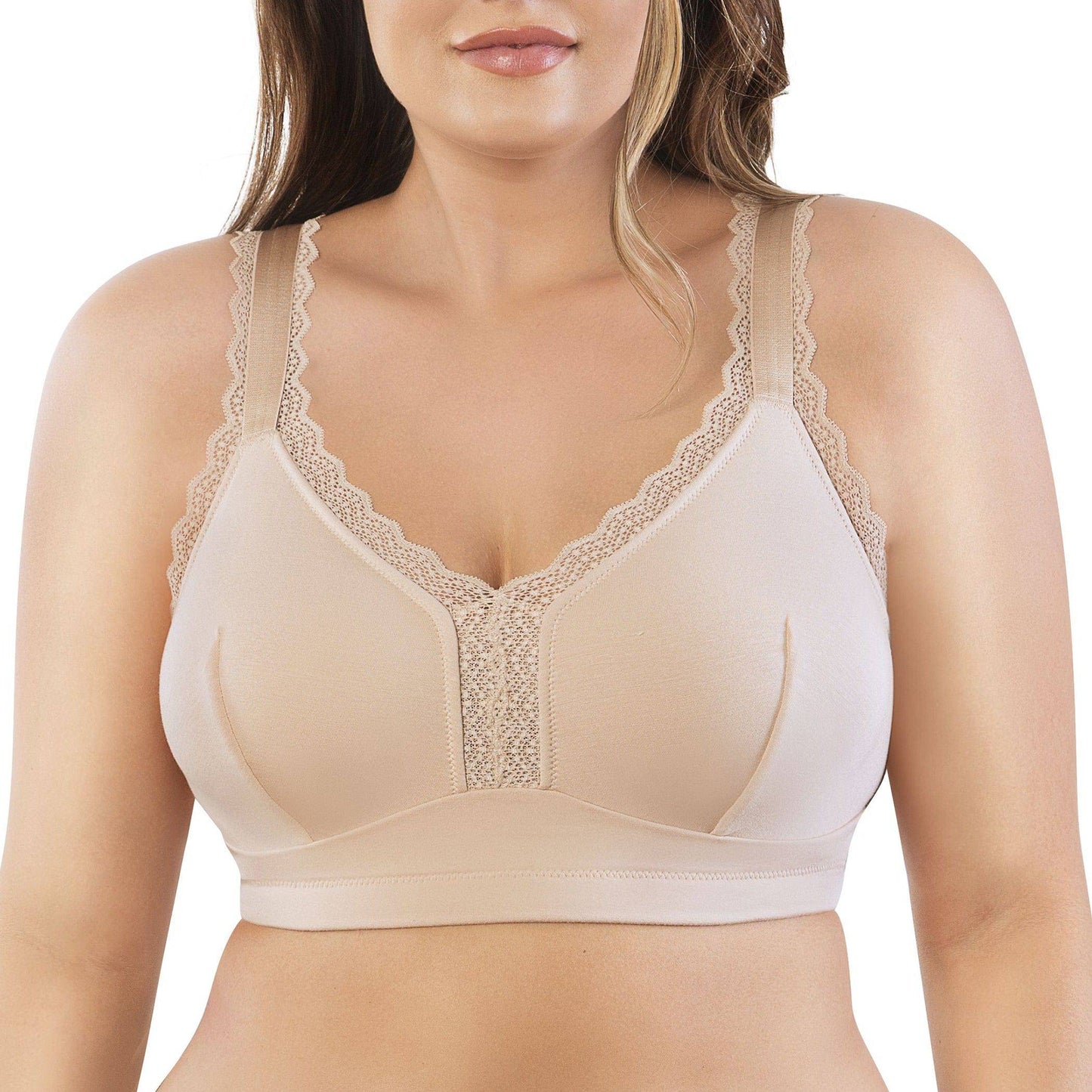 Dalis P5641 Women's Full Busted and Curvy Wire Free Bralette  - Bare