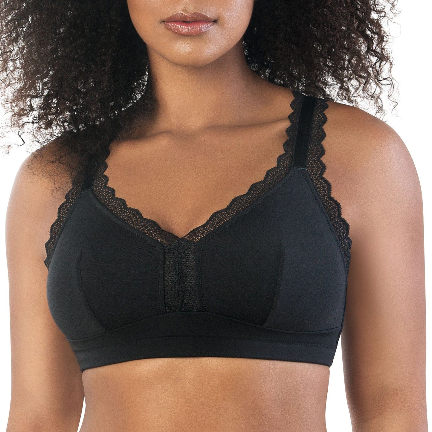 Dalis P5641 Women's Full Busted and Curvy Wire Free Bralette  - Black