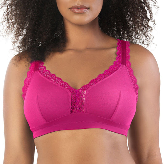 Dalis P5641 Women's Full Busted and Curvy Wire Free Bralette  - Bright Pink