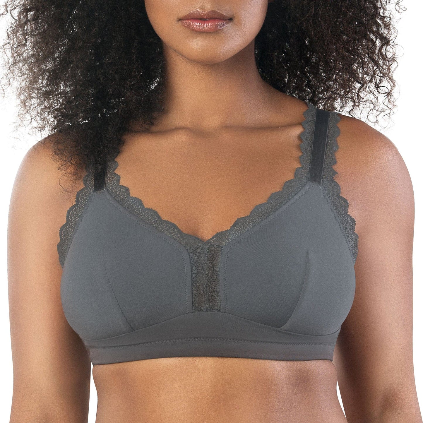 Dalis P5641 Women's Full Busted and Curvy Wire Free Bralette  - Charcoal