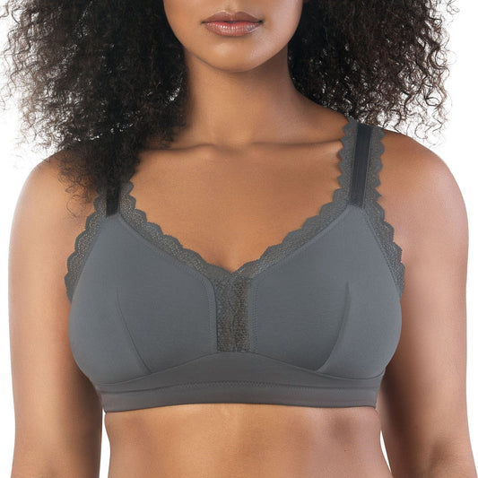 Dalis P5641 Women's Full Busted and Curvy Wire Free Bralette  - Charcoal