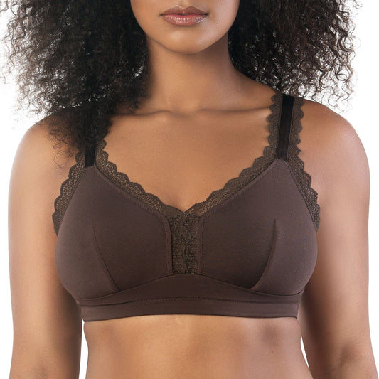 Dalis P5641 Women's Full Busted and Curvy Wire Free Bralette  - Deep Nude