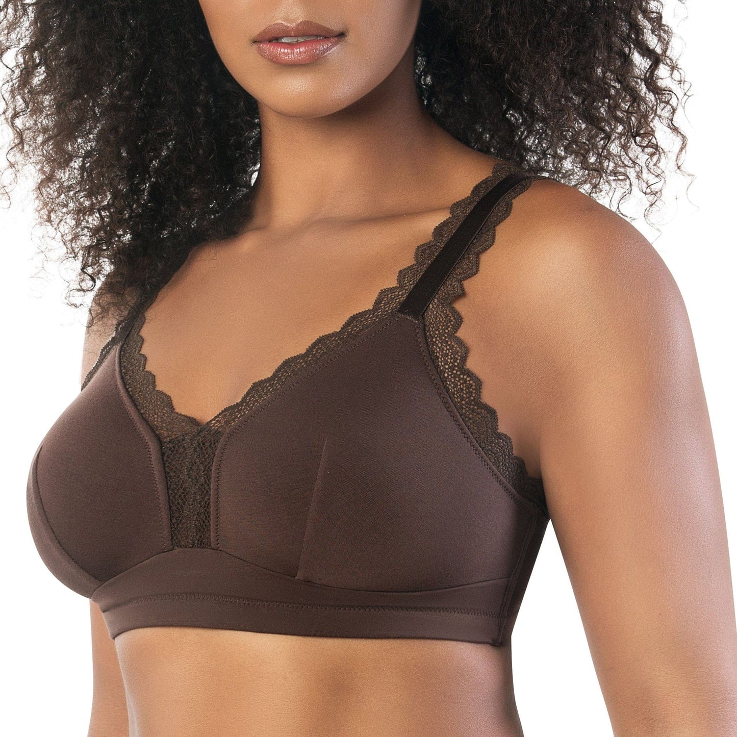 Dalis P5641 Women's Full Busted and Curvy Wire Free Bralette  - Deep Nude