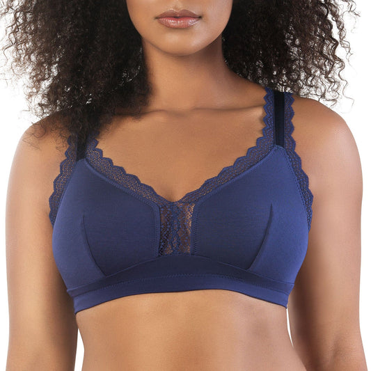 Dalis P5641 Women's Full Busted and Curvy Wire Free Bralette  - Navy