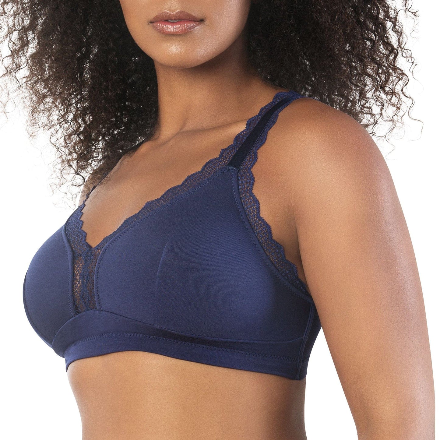 Dalis P5641 Women's Full Busted and Curvy Wire Free Bralette  - Navy
