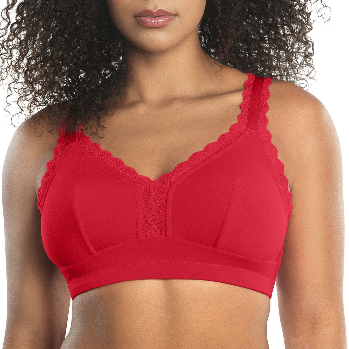 Dalis P5641 Women's Full Busted and Curvy Wire Free Bralette  - Racing Red
