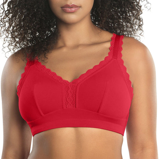 Dalis P5641 Women's Full Busted and Curvy Wire Free Bralette  - Racing Red