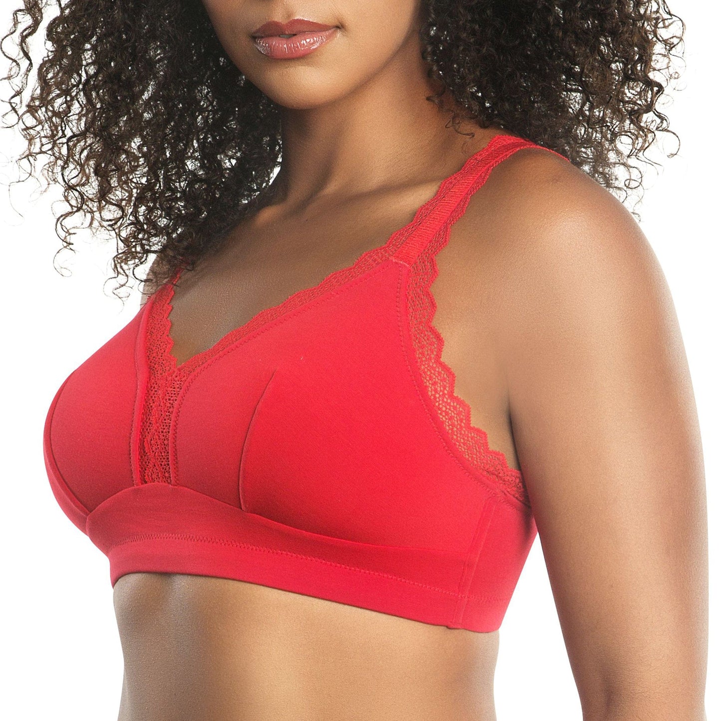 Dalis P5641 Women's Full Busted and Curvy Wire Free Bralette  - Racing Red
