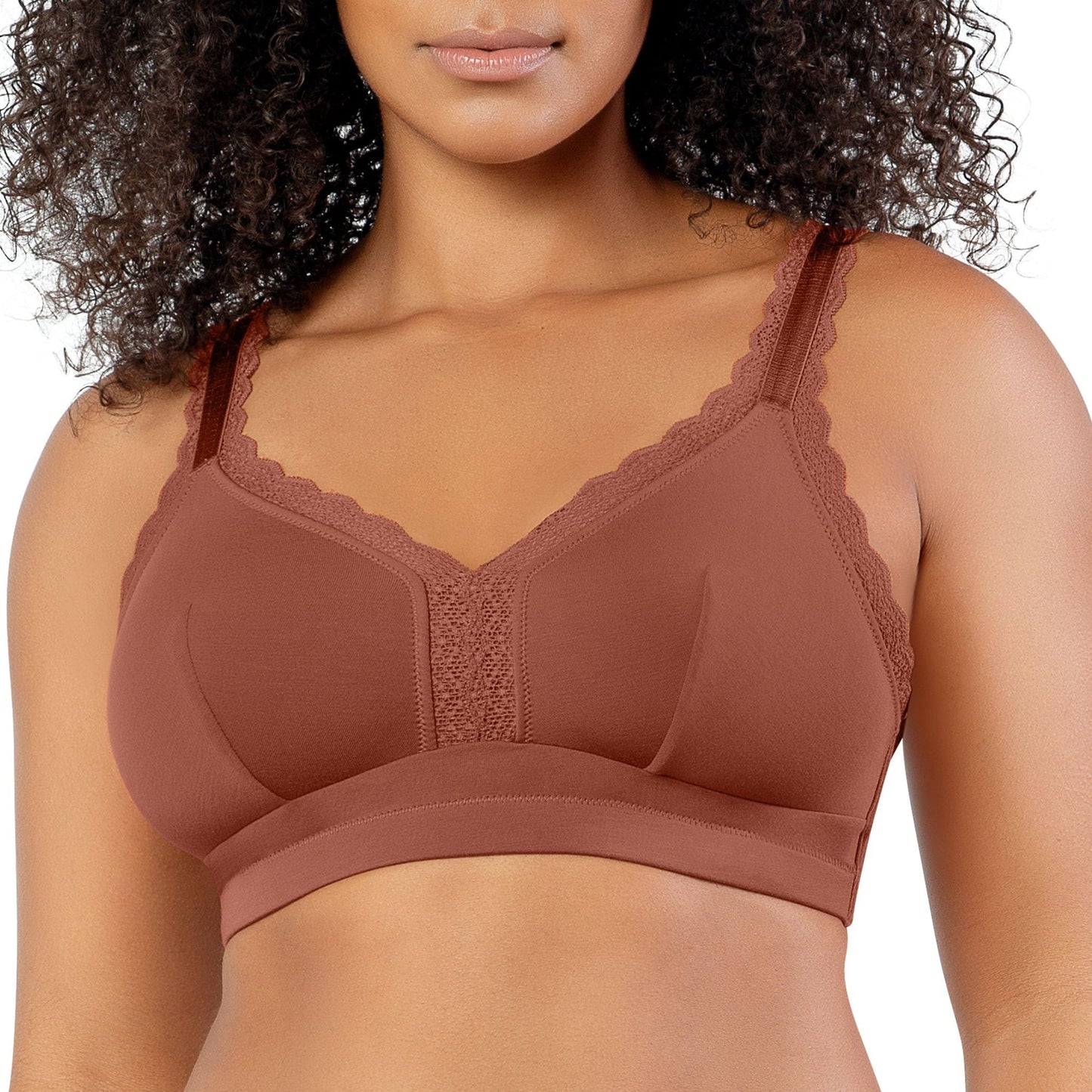 Dalis P5641 Women's Full Busted and Curvy Wire Free Bralette  - Spice