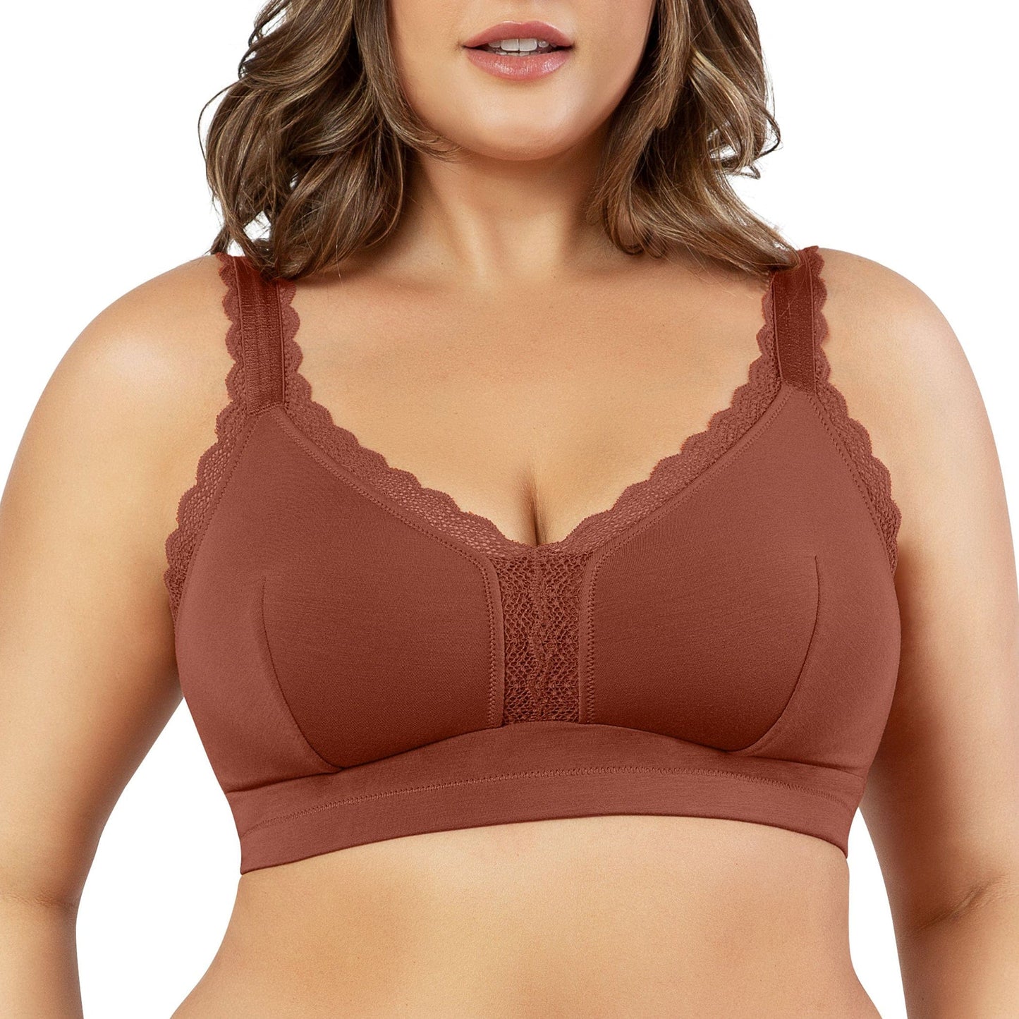 Dalis P5641 Women's Full Busted and Curvy Wire Free Bralette  - Spice