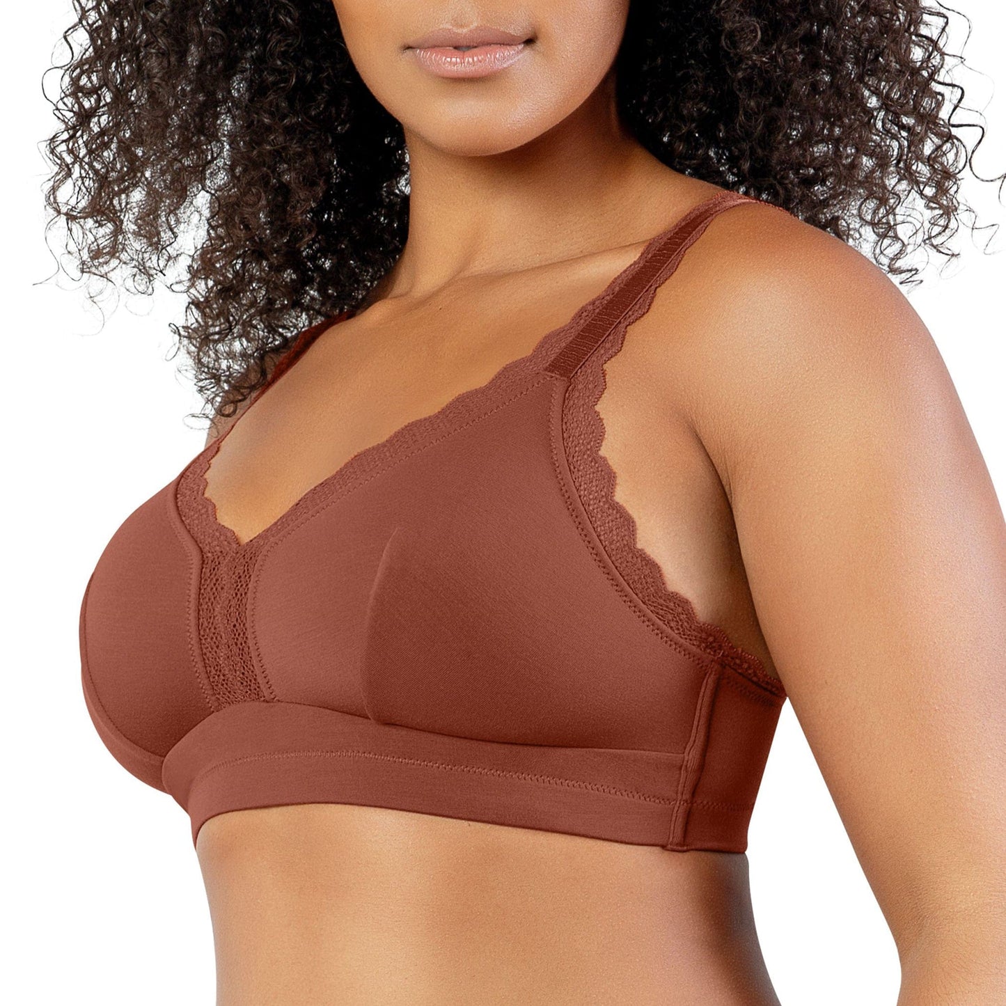 Dalis P5641 Women's Full Busted and Curvy Wire Free Bralette  - Spice