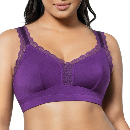 Dalis P5641 Women's Full Busted and Curvy Wire Free Bralette  - Amethyst