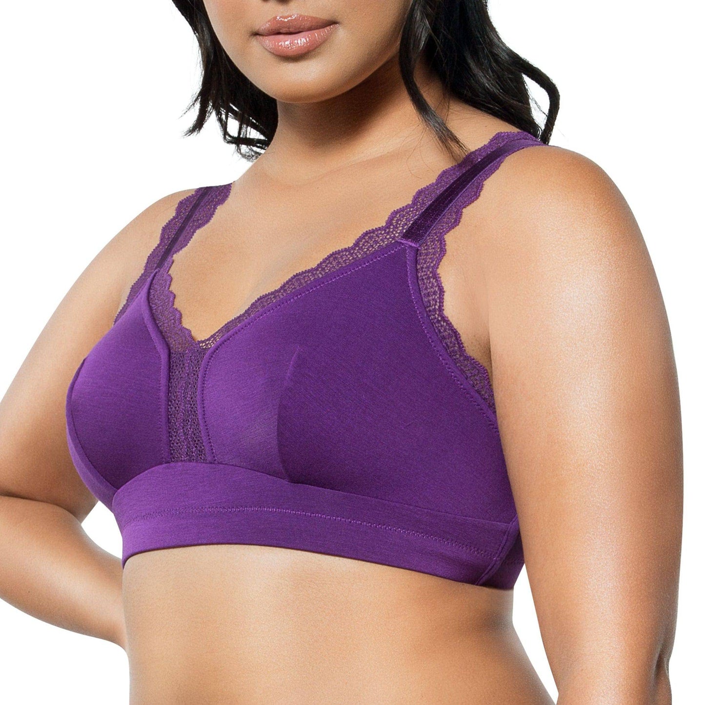 Dalis P5641 Women's Full Busted and Curvy Wire Free Bralette  - Amethyst