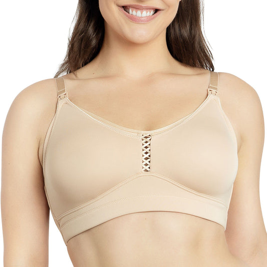 Erika P58611 Women Full Bust Smooth Seamless Wire-Free Nursing Bra - Bare