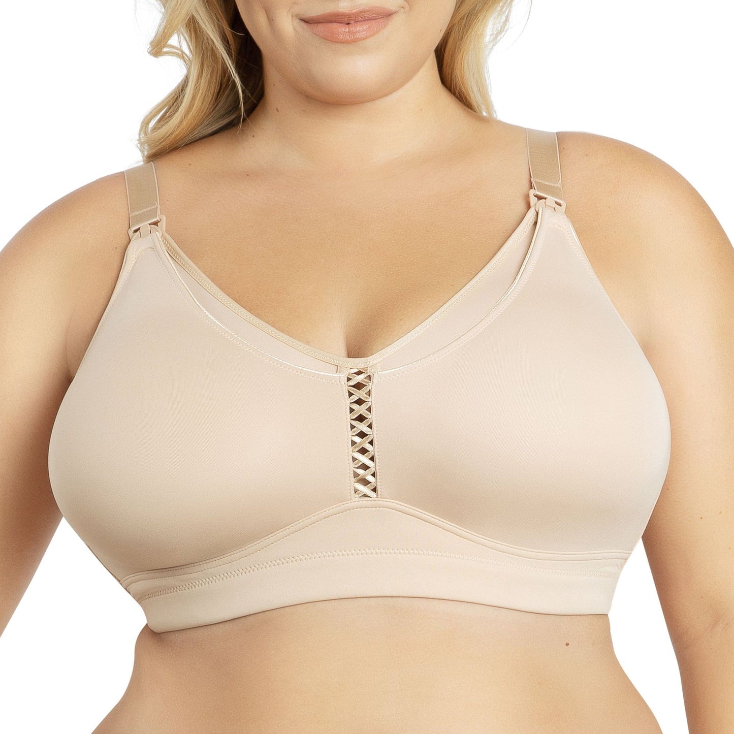 Erika P58611 Women Full Bust Smooth Seamless Wire-Free Nursing Bra - Bare