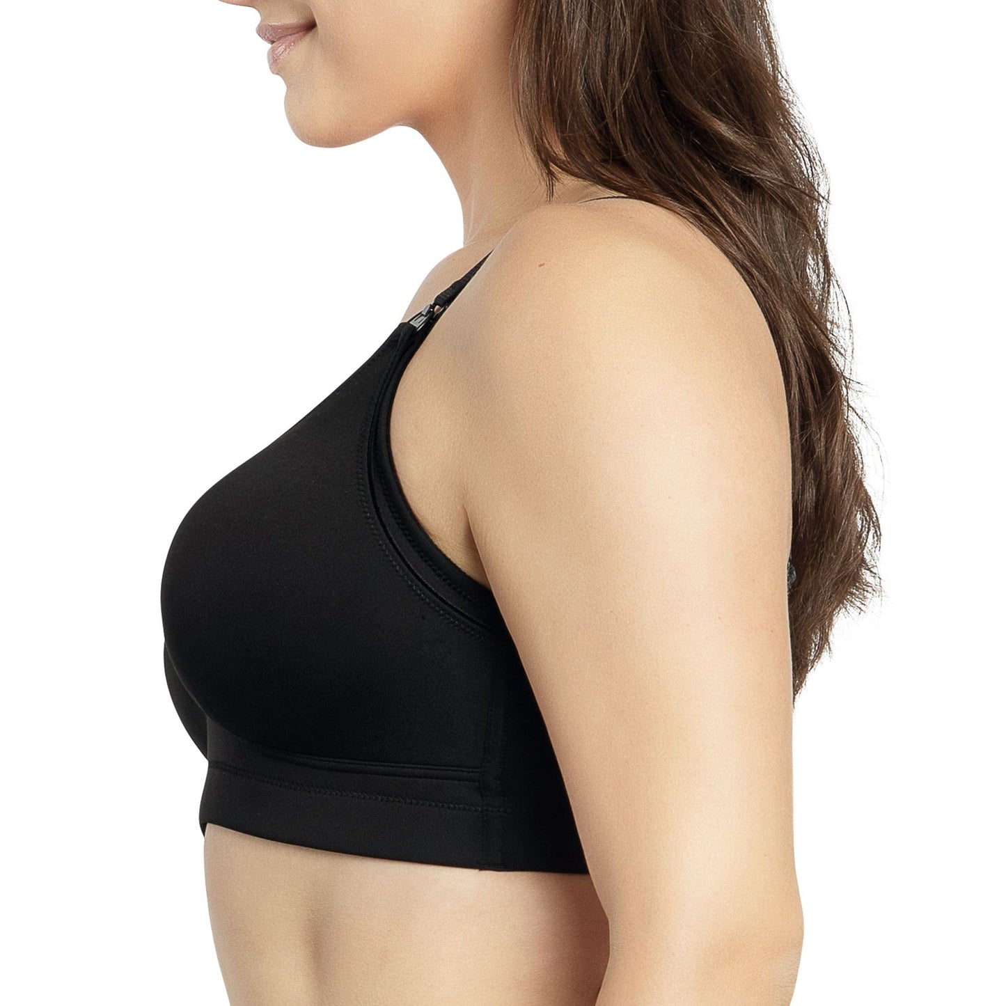 Erika P58611 Women Full Bust Smooth Seamless Wire-Free Nursing Bra - Black