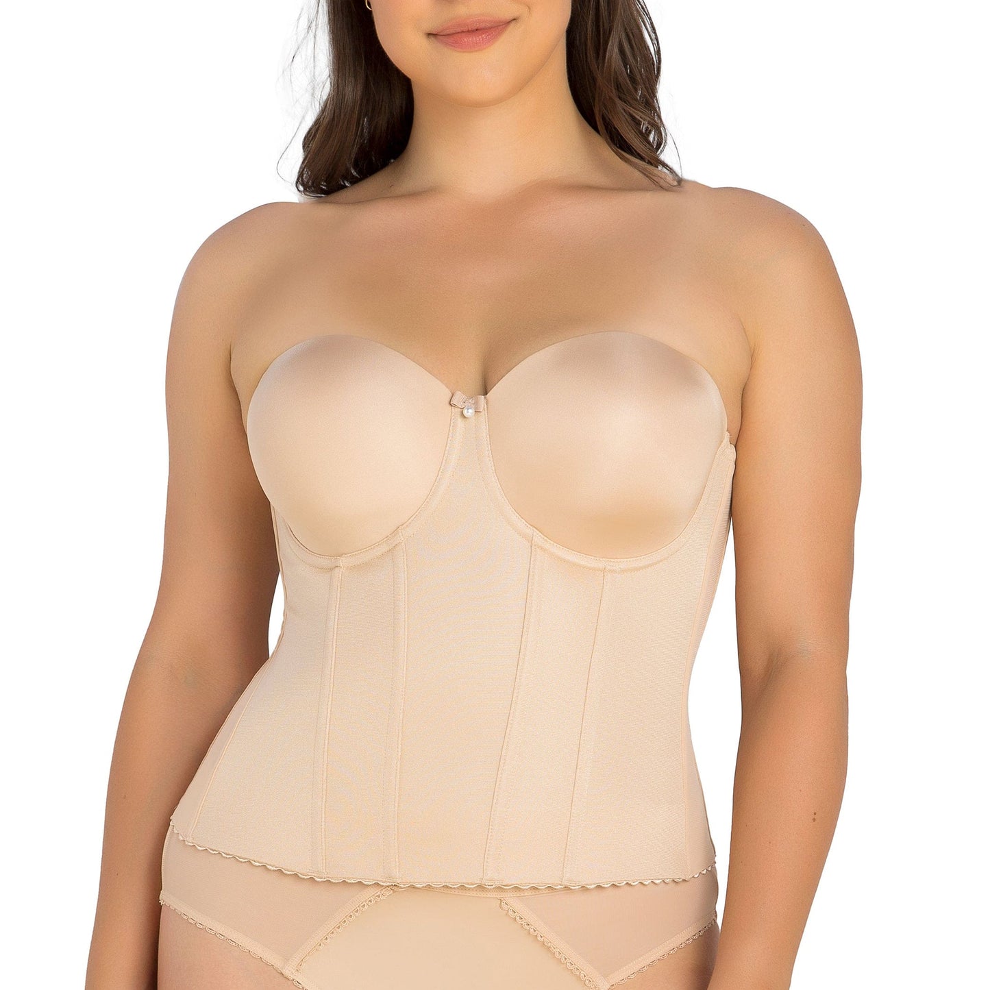 Elise P6097 Women's Full Bust Padded Strapless Full Back Bustier - Bare