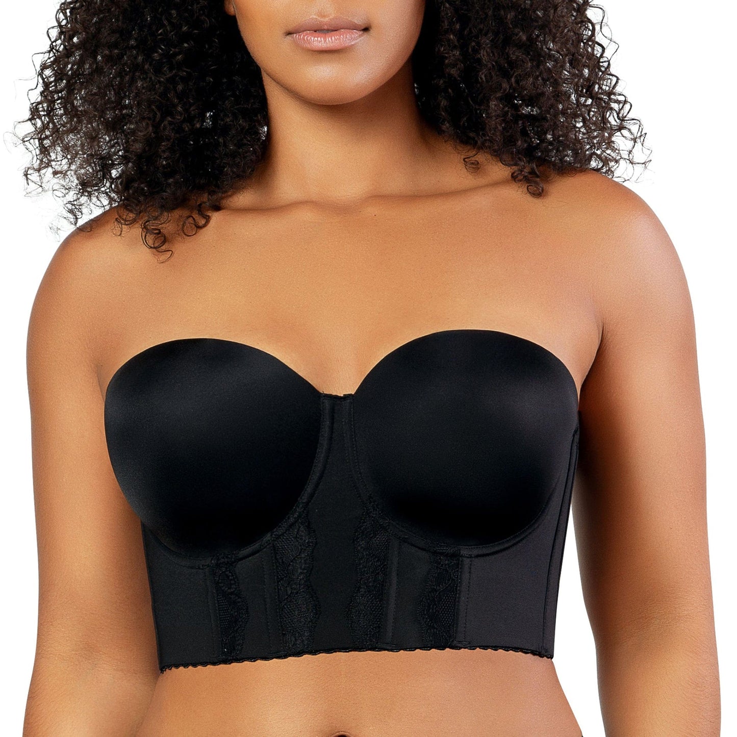 Elissa P50116 Women's Full Bust and Full Figure Strapless Longline Bra  - Black